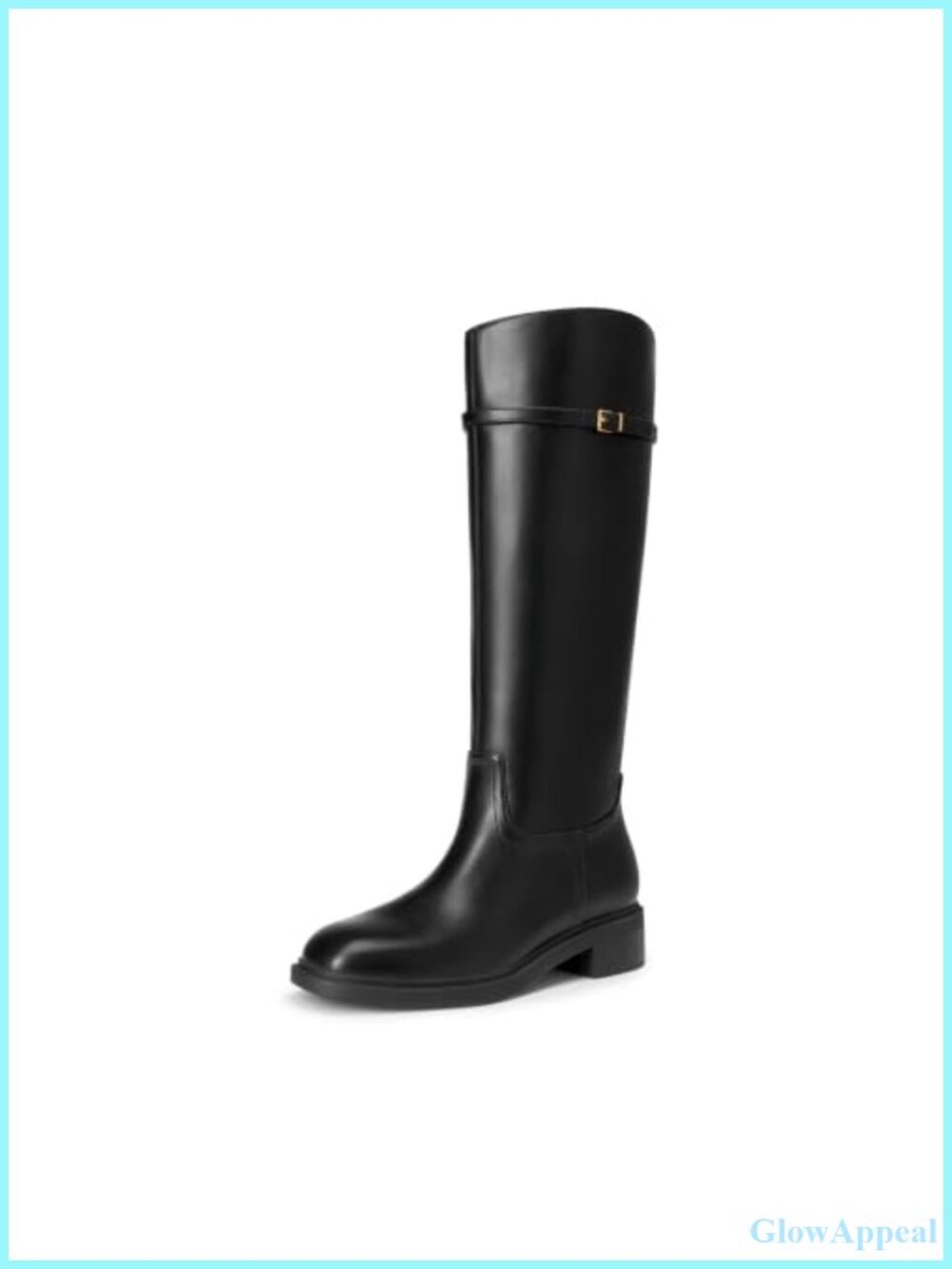 Knee-High Faux Leather Riding Boots Buckle Strap Pull-On